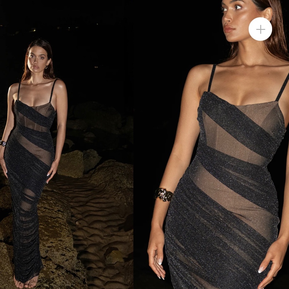 BLACK CATALINA LUREX KNIT MAXI DRESS